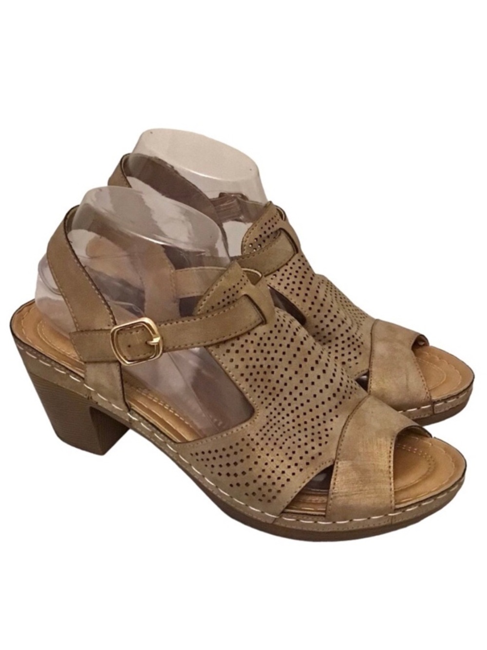 Patrizia 9.5-10 (41) by Spring Step "Jeneva" Slingback Sandal Shimmer Taupe